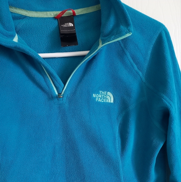 Women's northface fleece teal Pullover sweater jacket size small 1/4 zip S - Picture 2 of 12
